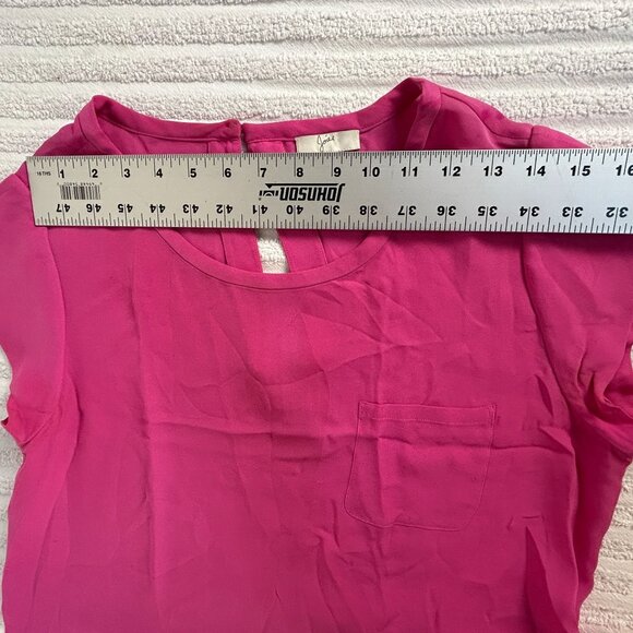 Joie Womens Hot Pink Round Neck 100% Silk Short Sleeve Top Blouse Medium Casual - Picture 6 of 8